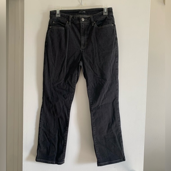 Eileen Fisher Denim - Eileen Fisher Designer Neutral Washed Black Organic Cotton Cropped Jeans Size 6